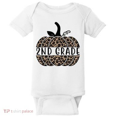 2nd Grade Leopard Pumpkin Baby Bodysuit