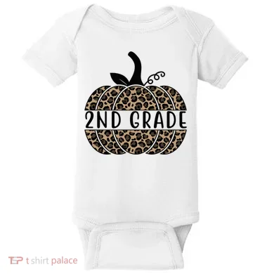 2nd Grade Leopard Pumpkin Baby Bodysuit