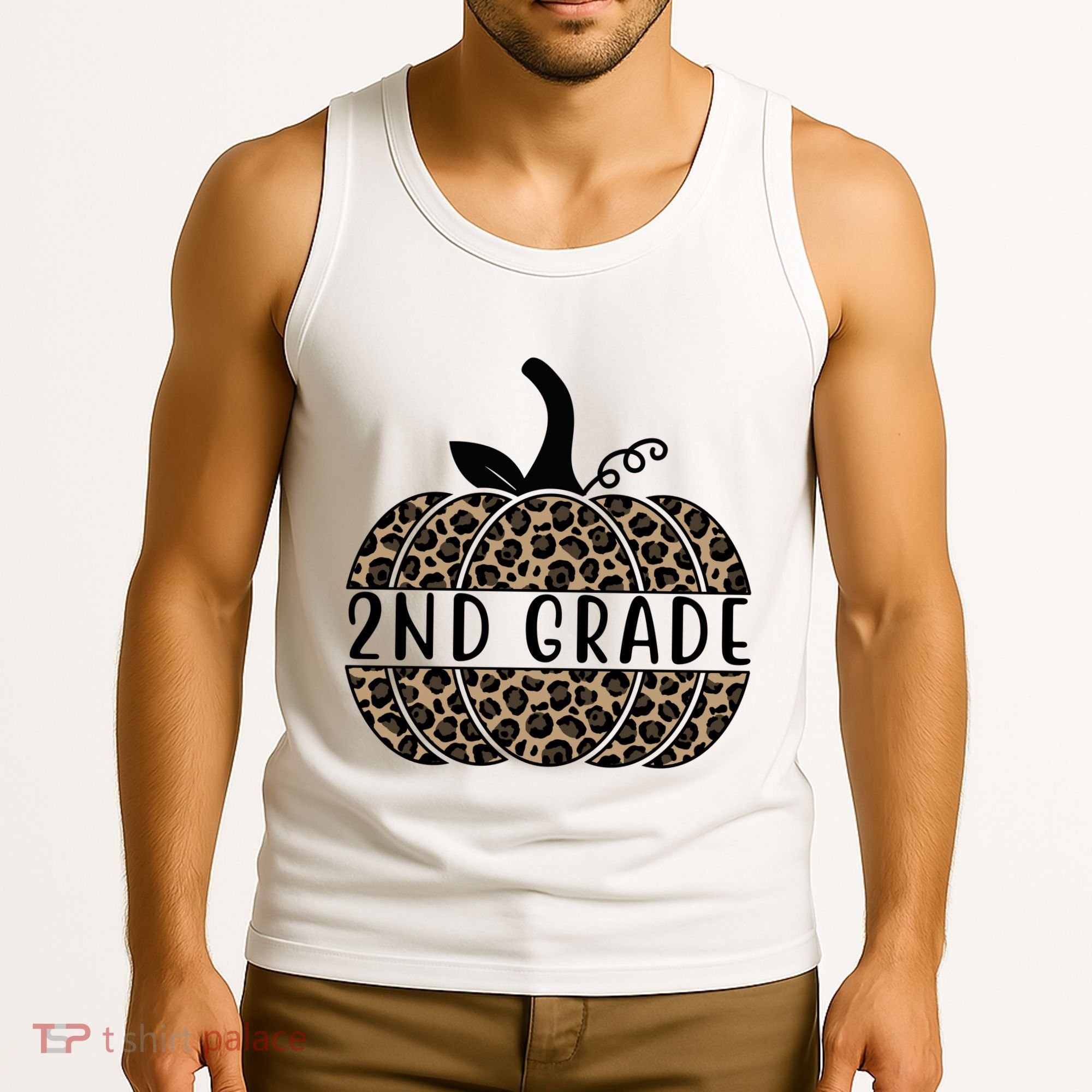 2nd Grade Leopard Pumpkin Tank Top