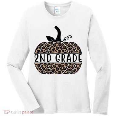 2nd Grade Leopard Pumpkin Women's Long Sleeve Shirt
