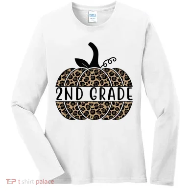 2nd Grade Leopard Pumpkin Women's Long Sleeve Shirt