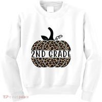 2nd Grade Leopard Pumpkin Kids Sweatshirt thumb 0