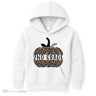2nd Grade Leopard Pumpkin Kids Hoodie