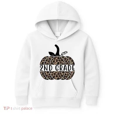 2nd Grade Leopard Pumpkin Kids Hoodie