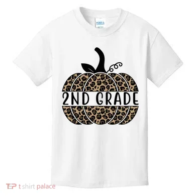 2nd Grade Leopard Pumpkin Kids T-Shirt