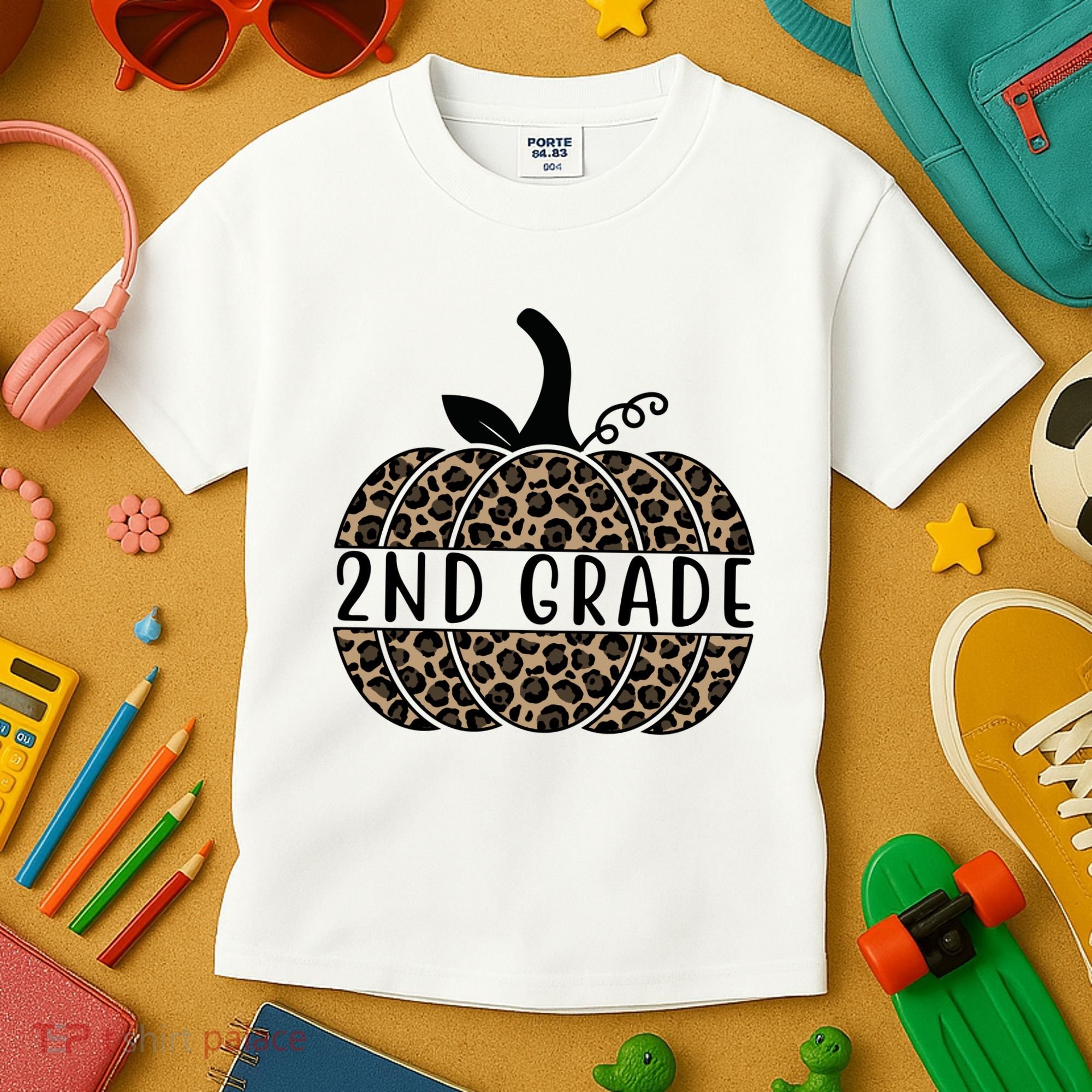2nd Grade Leopard Pumpkin Kids T-Shirt