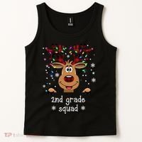 2nd Grade Squad Reindeer Christmas Tank Top thumb 2
