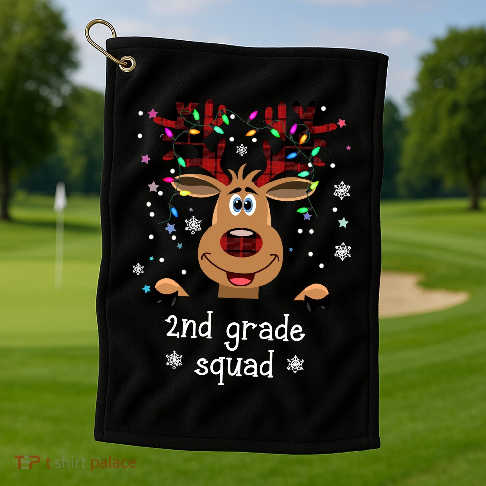 2nd Grade Squad Reindeer Christmas Golf Towel