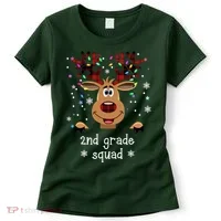 2nd Grade Squad Reindeer Christmas Women's T-Shirt thumb 0