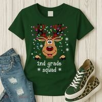 2nd Grade Squad Reindeer Christmas Women's T-Shirt thumb 3