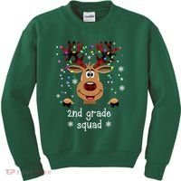 2nd Grade Squad Reindeer Christmas Kids Sweatshirt thumb 0