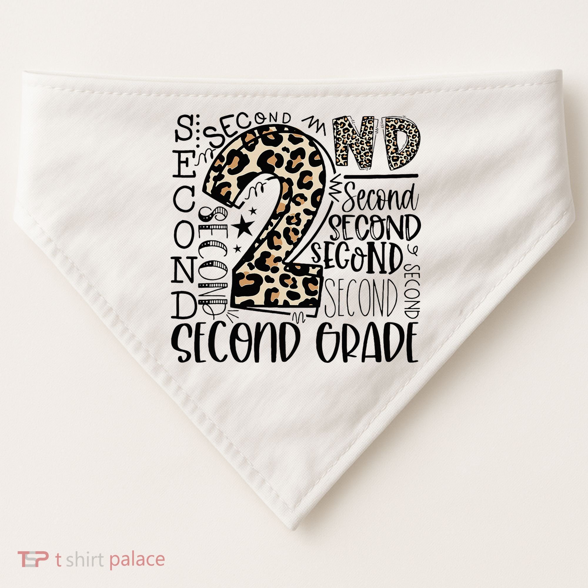 2nd Grade Typography Second Grade Teacher Back To School USA-Made Doggie Bandana