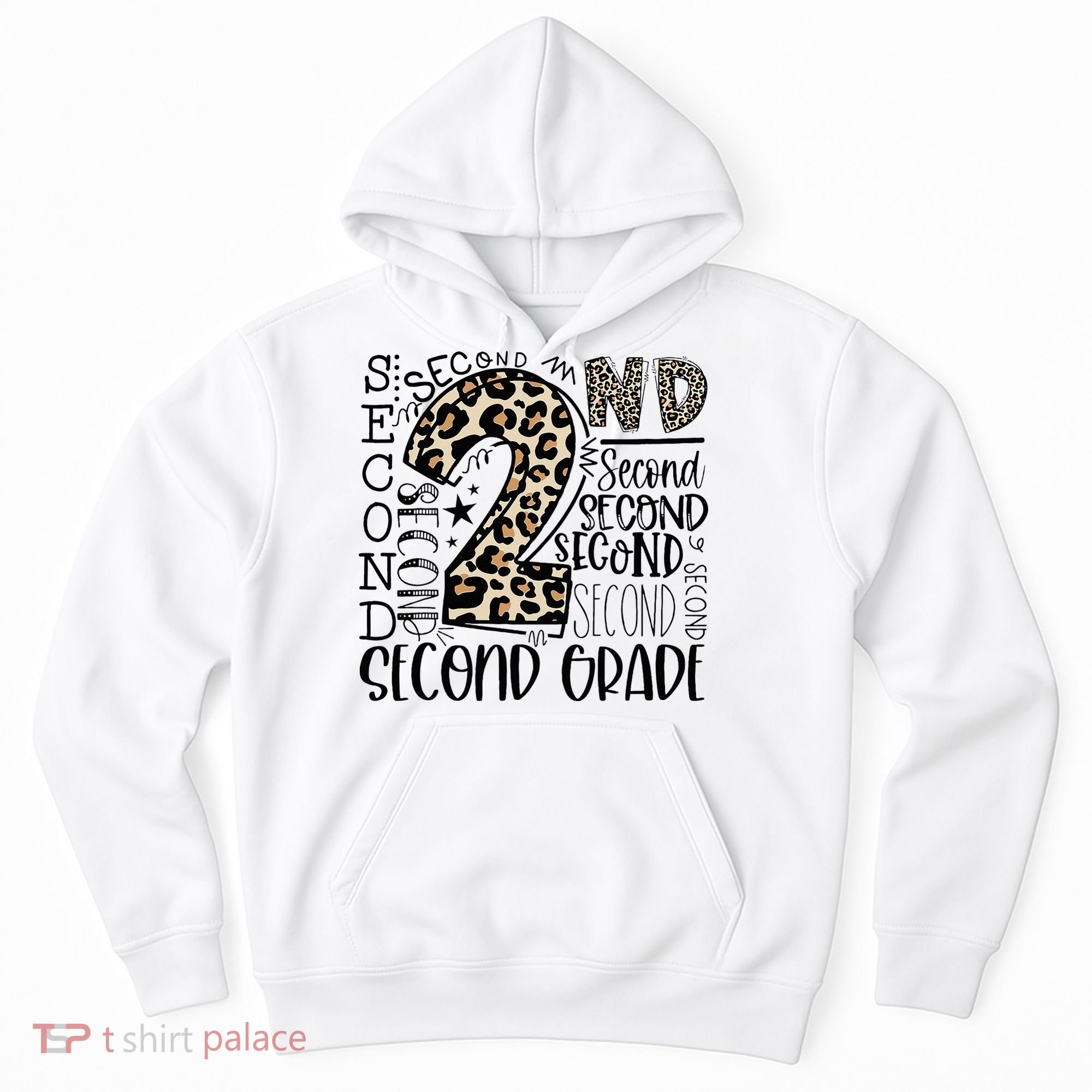 2nd Grade Typography Second Grade Teacher Back To School Hoodie