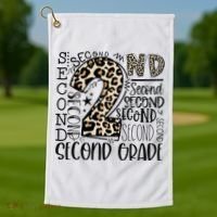 2nd Grade Typography Second Grade Teacher Back To School Golf Towel thumb 1