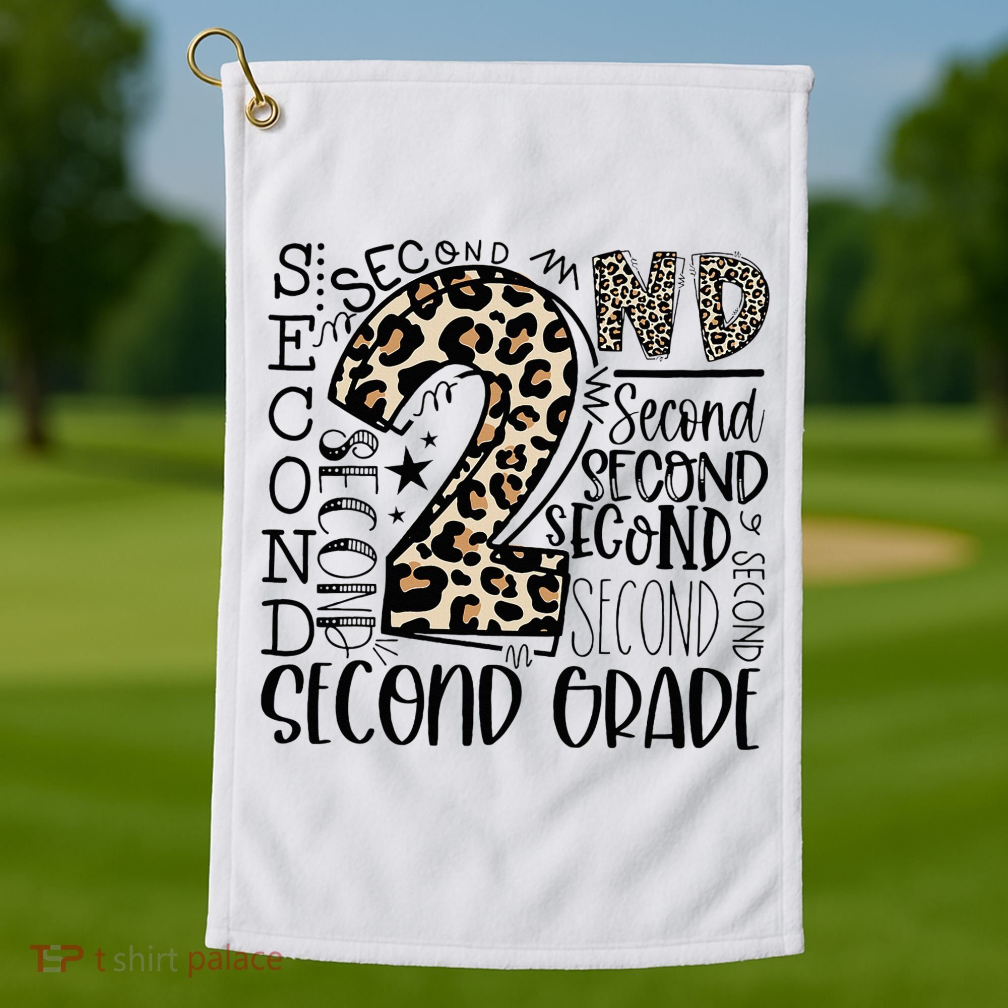 2nd Grade Typography Second Grade Teacher Back To School Golf Towel