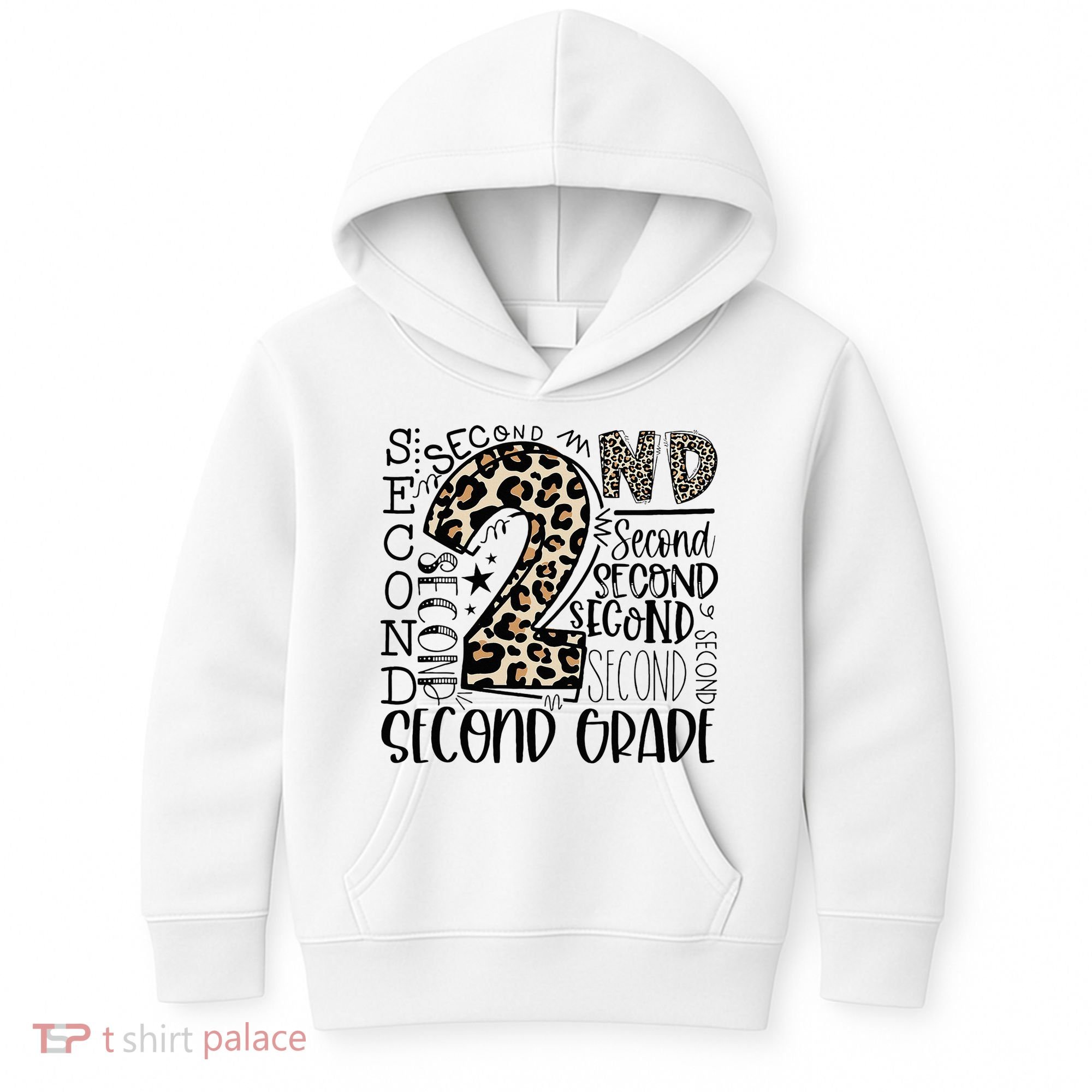 2nd Grade Typography Second Grade Teacher Back To School Kids Hoodie