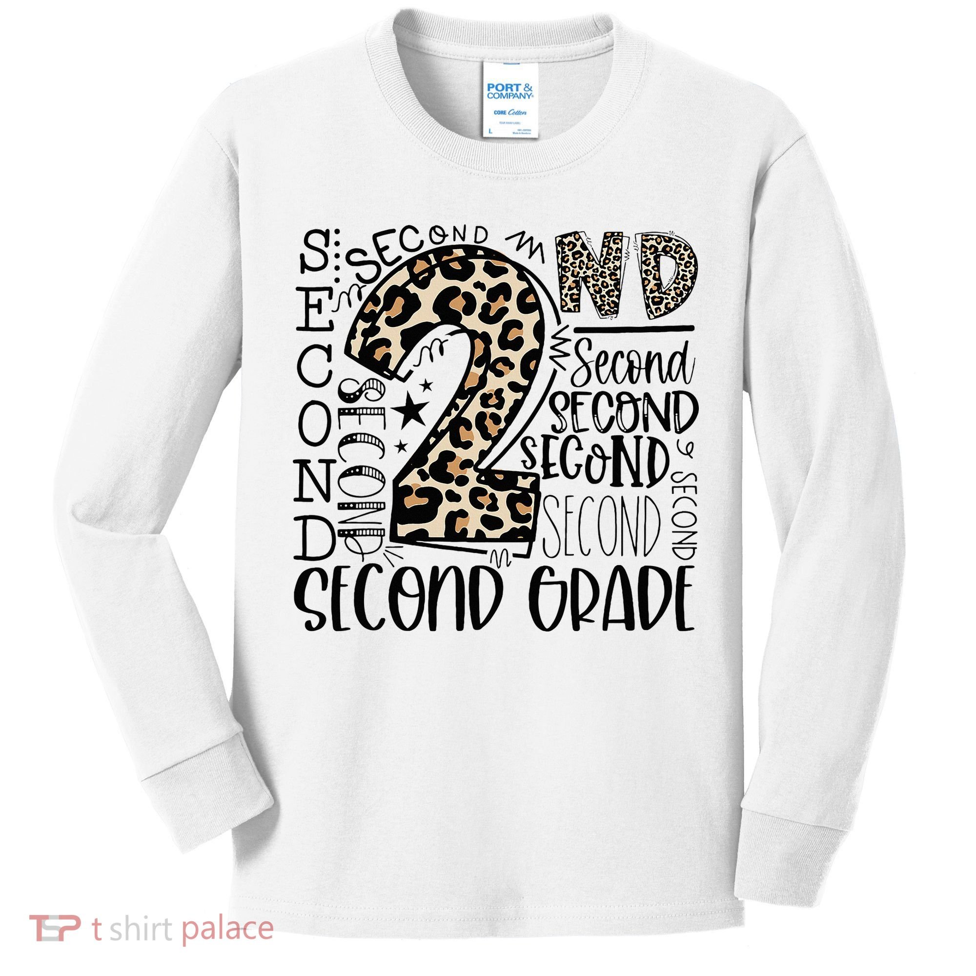 2nd Grade Typography Second Grade Teacher Back To School Kids Long Sleeve Shirt