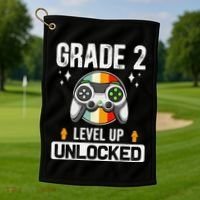 2nd Grade Unlocked Level Up Back To School Second Grade Golf Towel thumb 1