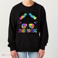 2nd Grade Vibes Messy Bun Team Second Grade Back To School Women's Sweatshirt thumb 0