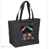 2nd Grade Vibes Messy Bun Team Second Grade Back To School Tote Bag thumb 2