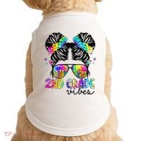 2nd Grade Vibes Messy Bun Team Second Grade Back To School Doggie Tank thumb 0