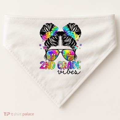 2nd Grade Vibes Messy Bun Team Second Grade Back To School USA-Made Doggie Bandana
