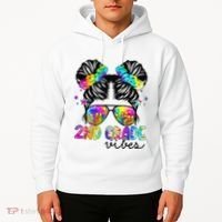 2nd Grade Vibes Messy Bun Team Second Grade Back To School Hoodie thumb 2