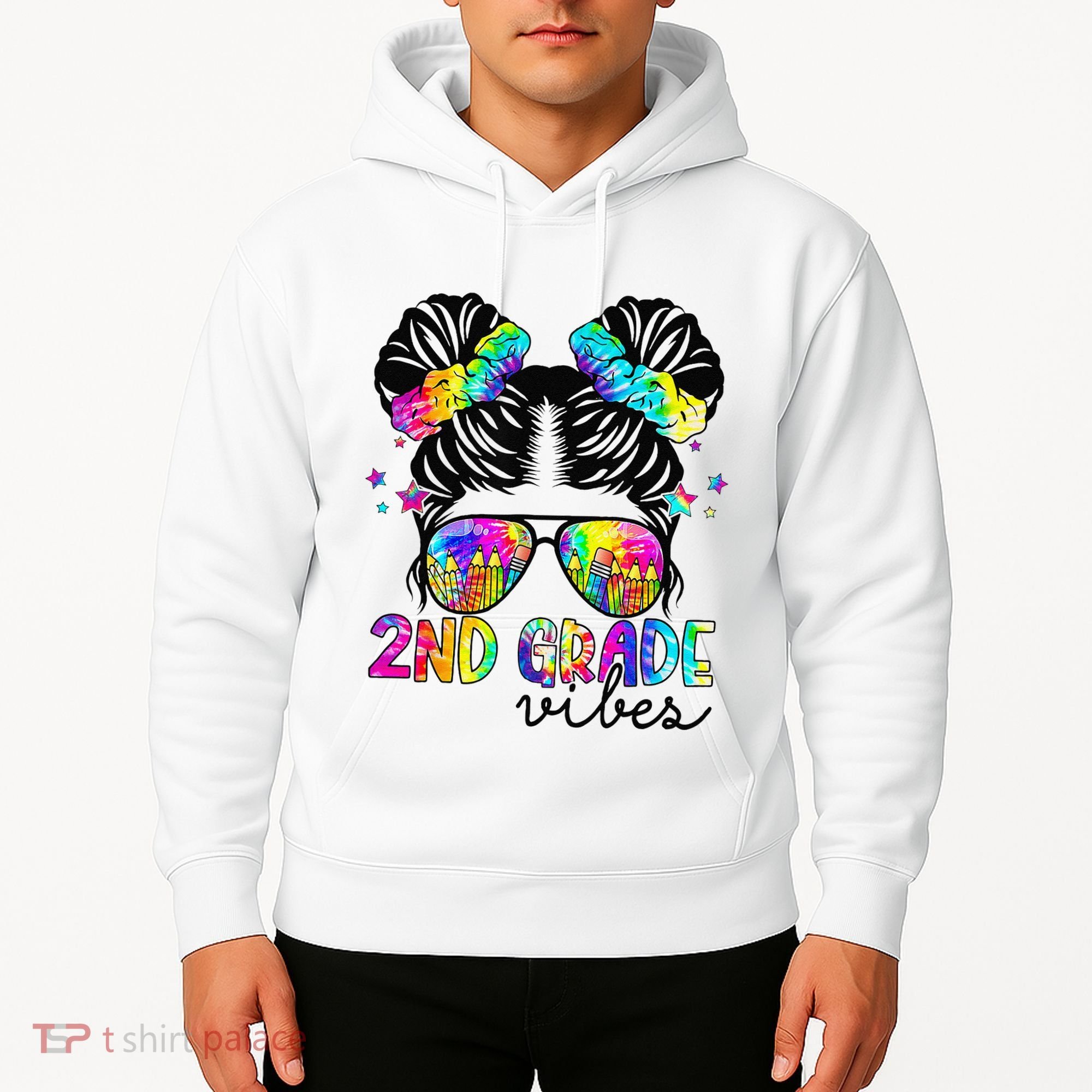 2nd Grade Vibes Messy Bun Team Second Grade Back To School Hoodie