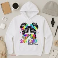 2nd Grade Vibes Messy Bun Team Second Grade Back To School Hoodie thumb 3