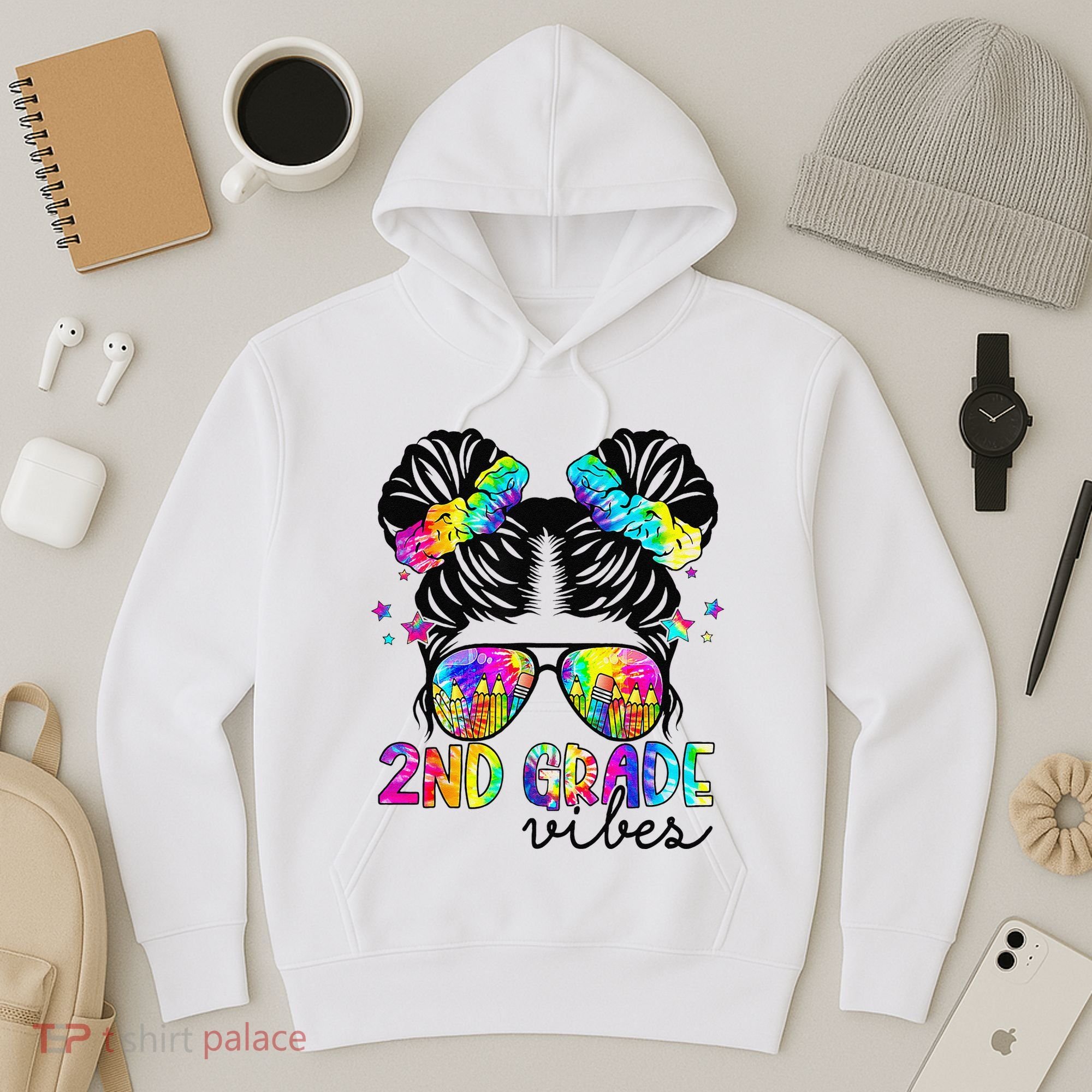 2nd Grade Vibes Messy Bun Team Second Grade Back To School Hoodie