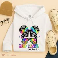 2nd Grade Vibes Messy Bun Team Second Grade Back To School Hoodie thumb 4