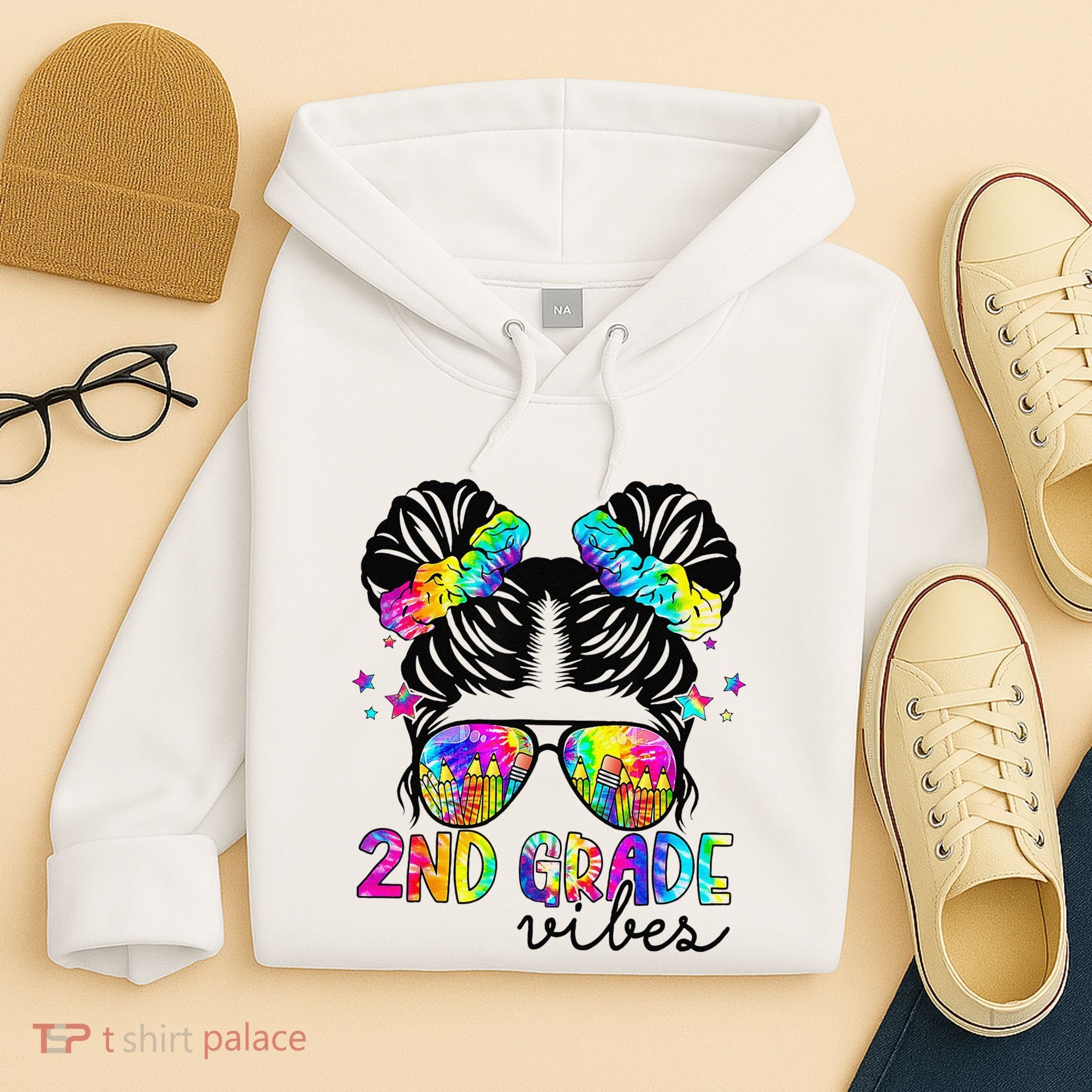2nd Grade Vibes Messy Bun Team Second Grade Back To School Hoodie