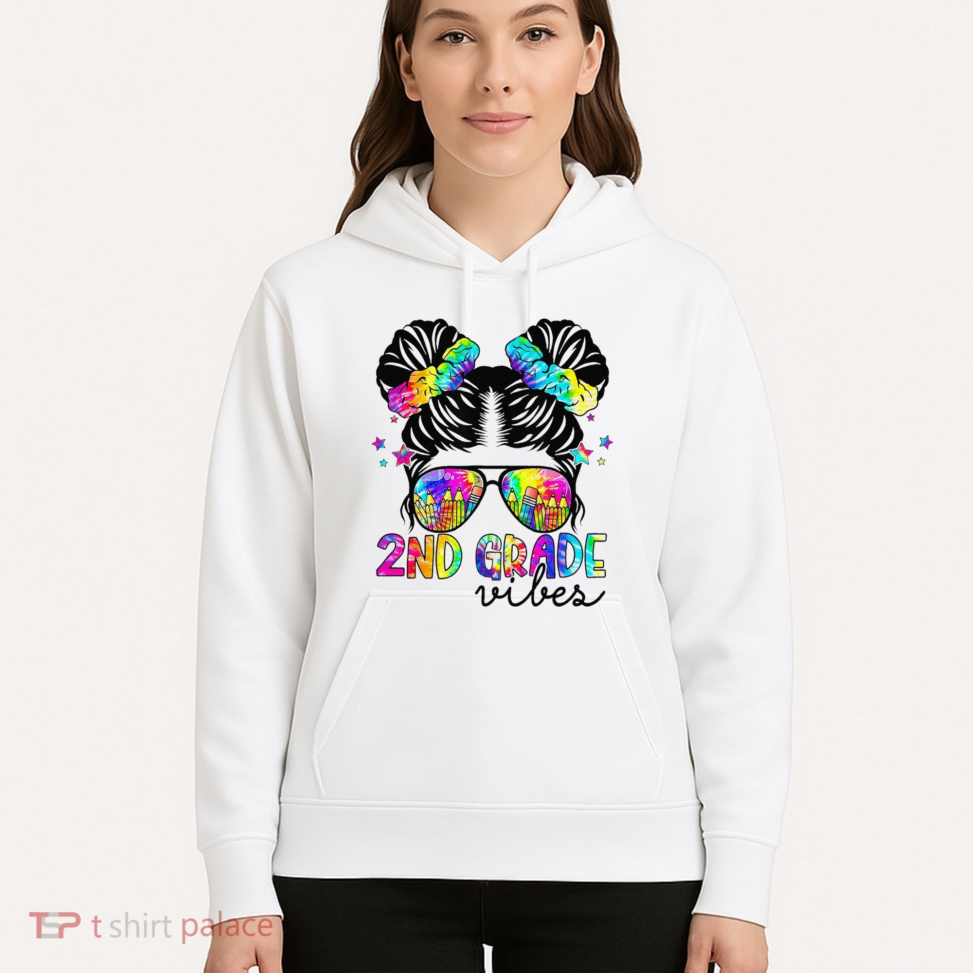 2nd Grade Vibes Messy Bun Team Second Grade Back To School Hoodie