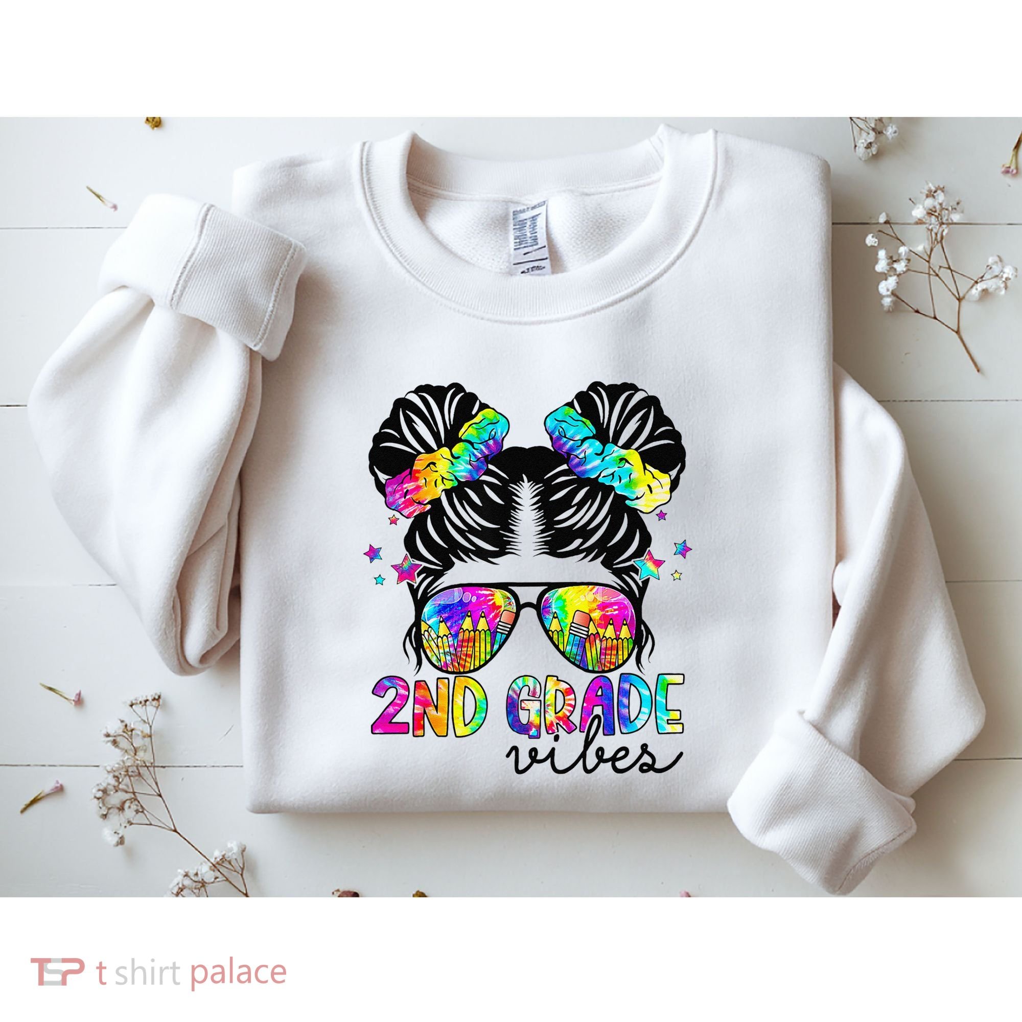 2nd Grade Vibes Messy Bun Team Second Grade Back To School Sweatshirt