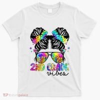 2nd Grade Vibes Messy Bun Team Second Grade Back To School T-Shirt thumb 0