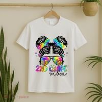 2nd Grade Vibes Messy Bun Team Second Grade Back To School T-Shirt thumb 2
