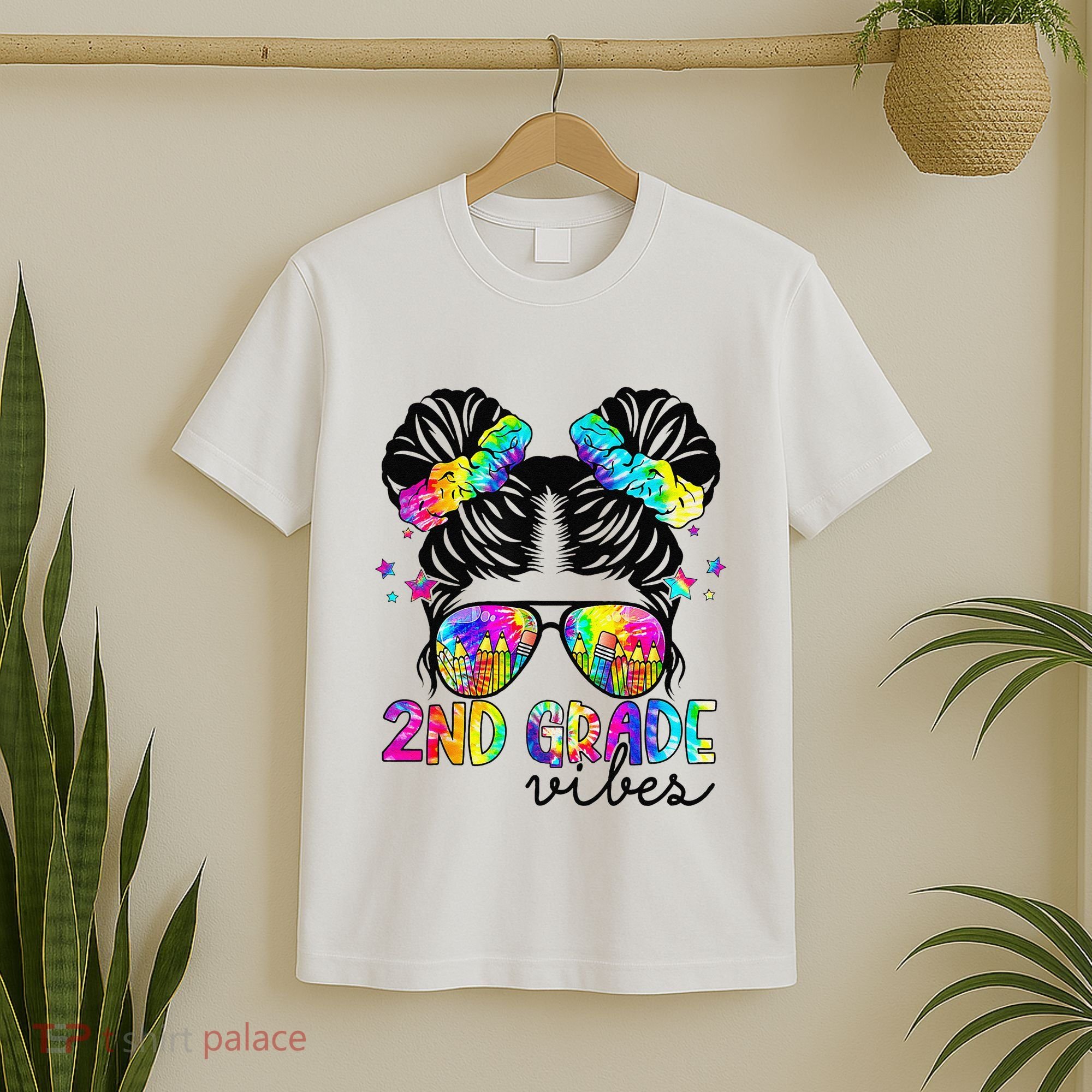 2nd Grade Vibes Messy Bun Team Second Grade Back To School T-Shirt