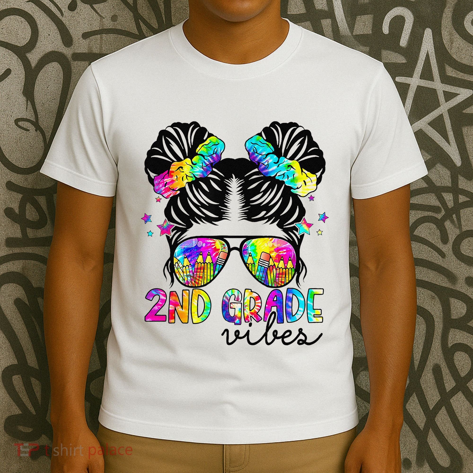2nd Grade Vibes Messy Bun Team Second Grade Back To School T-Shirt