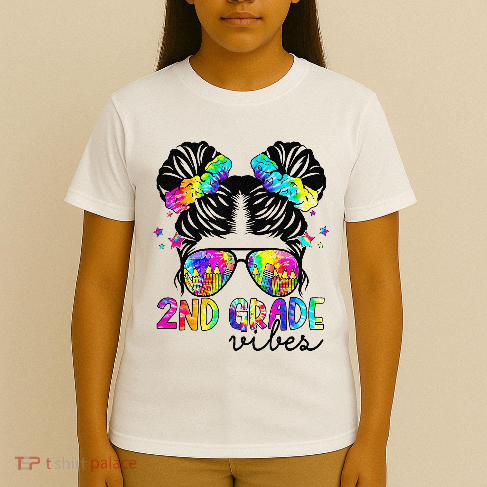 2nd Grade Vibes Messy Bun Team Second Grade Back To School T-Shirt