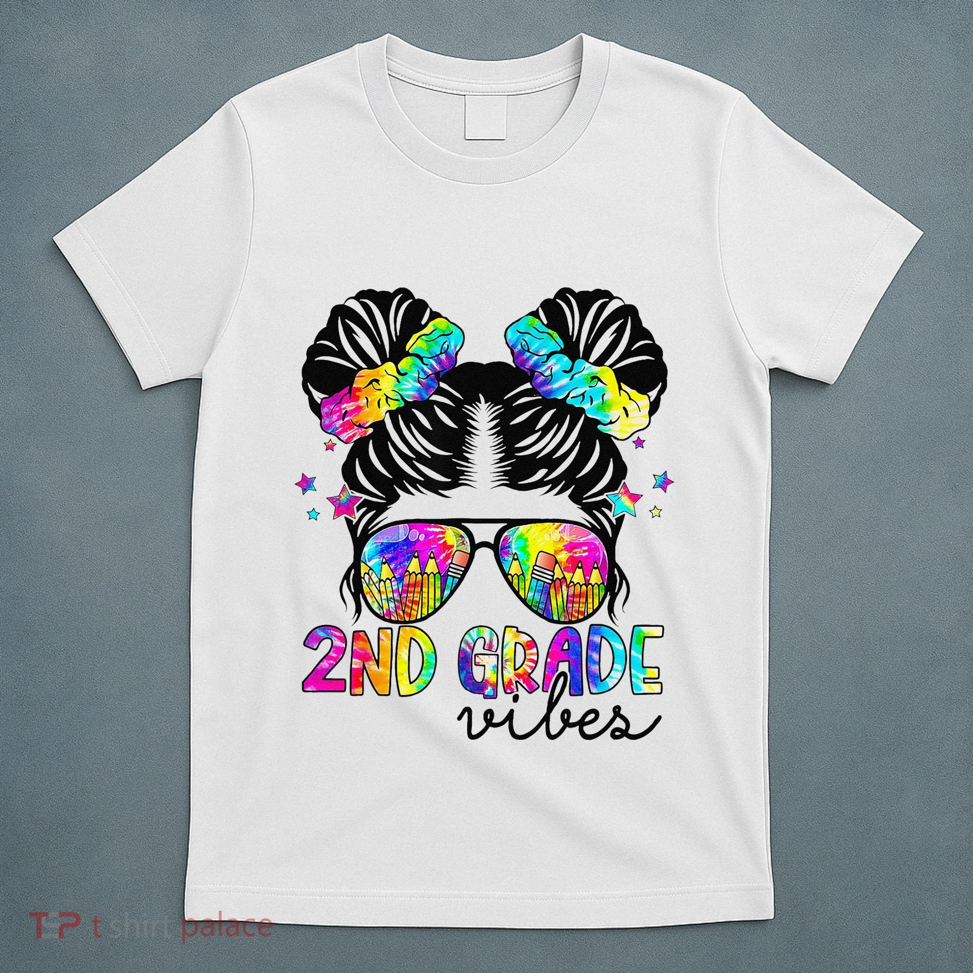 2nd Grade Vibes Messy Bun Team Second Grade Back To School T-Shirt