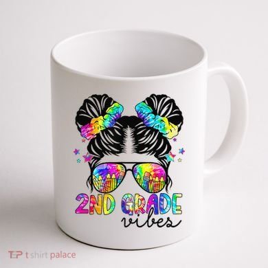 2nd Grade Vibes Messy Bun Team Second Grade Back To School Coffee Mug back