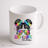 2nd Grade Vibes Messy Bun Team Second Grade Back To School Coffee Mug thumb 1