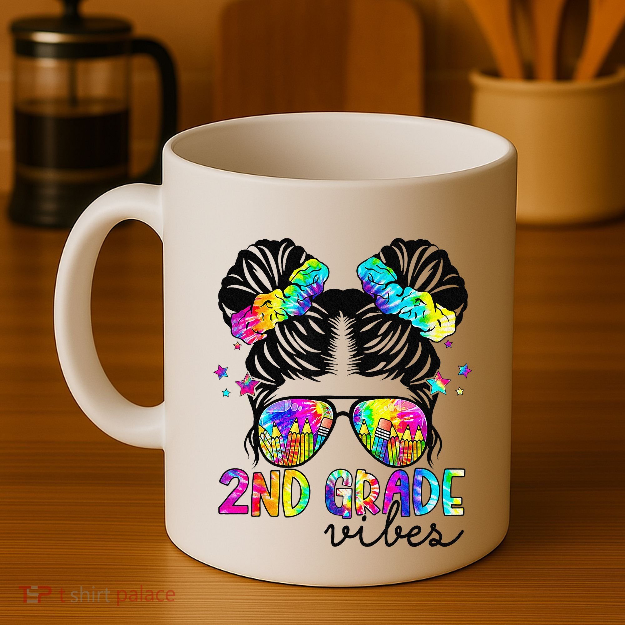 2nd Grade Vibes Messy Bun Team Second Grade Back To School Coffee Mug
