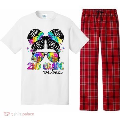2nd Grade Vibes Messy Bun Team Second Grade Back To School Pajama Set