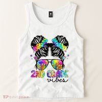 2nd Grade Vibes Messy Bun Team Second Grade Back To School Tank Top thumb 2