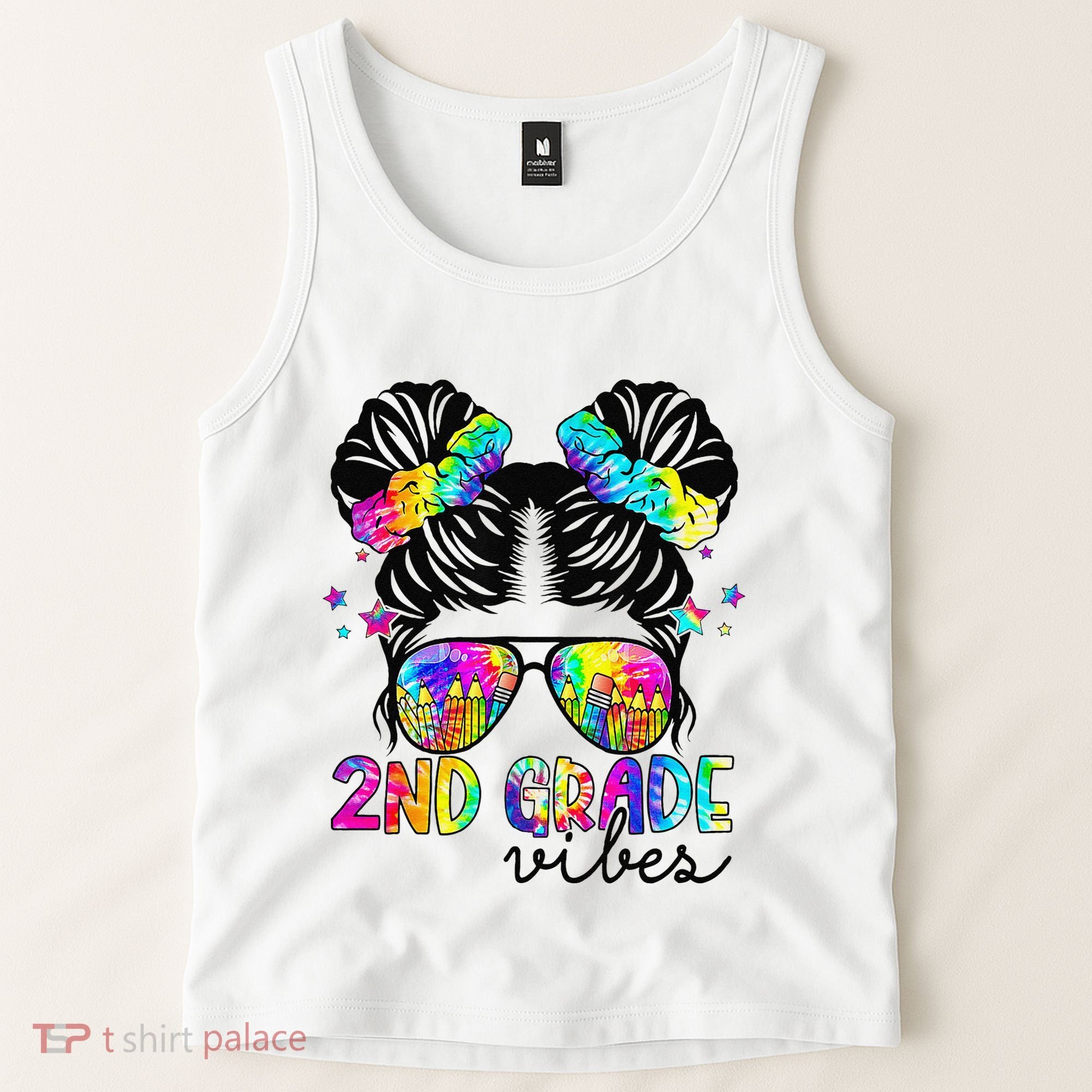 2nd Grade Vibes Messy Bun Team Second Grade Back To School Tank Top