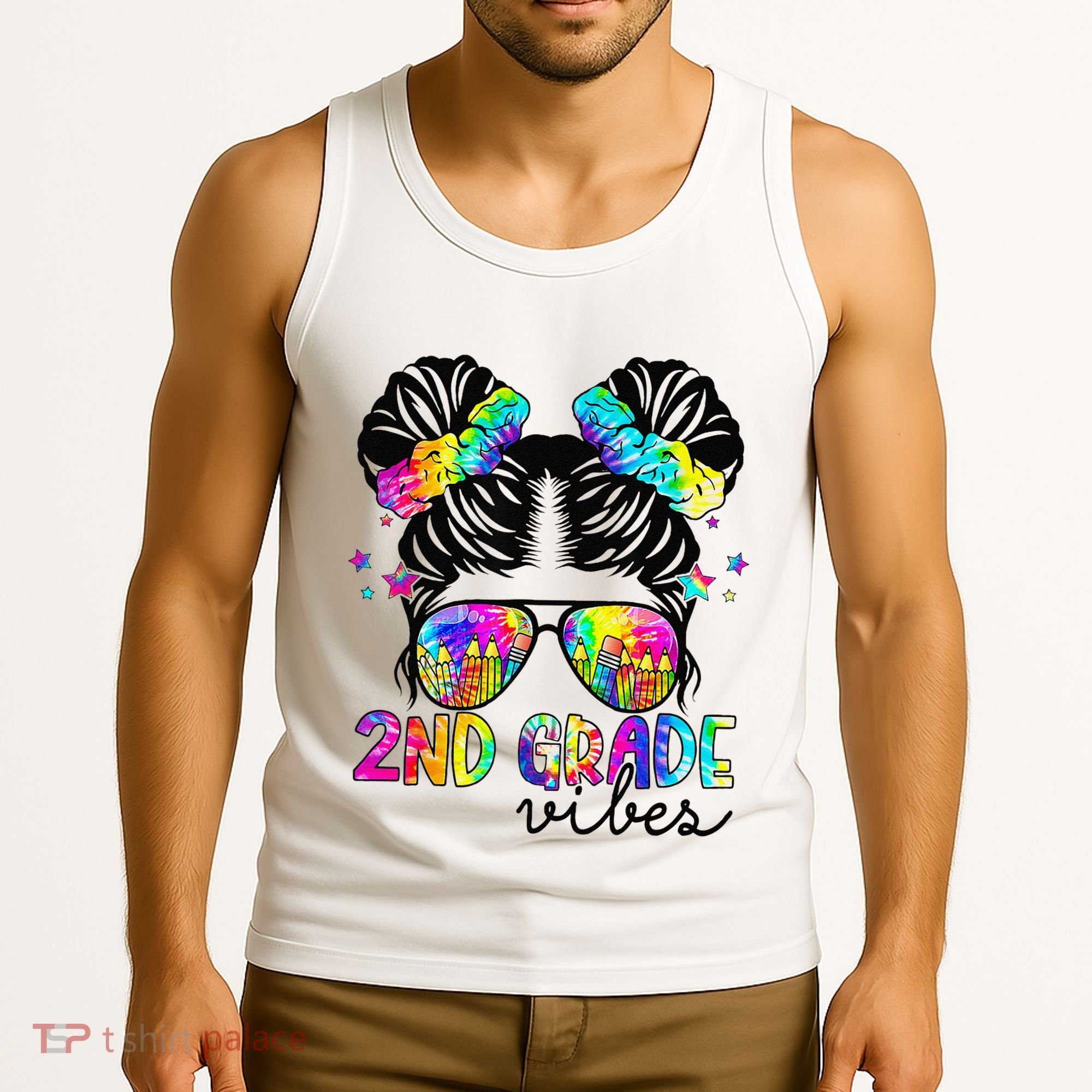2nd Grade Vibes Messy Bun Team Second Grade Back To School Tank Top