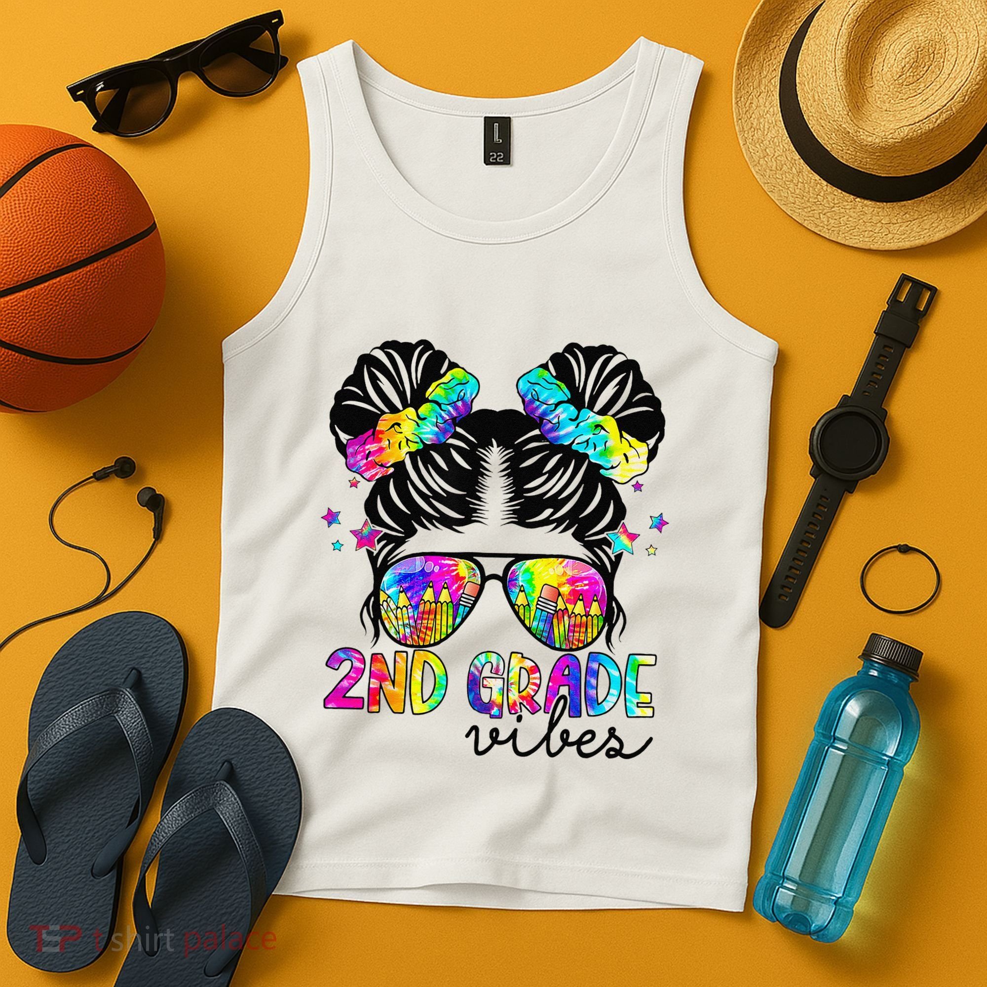 2nd Grade Vibes Messy Bun Team Second Grade Back To School Tank Top