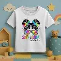 2nd Grade Vibes Messy Bun Team Second Grade Back To School Toddler T-Shirt thumb 3