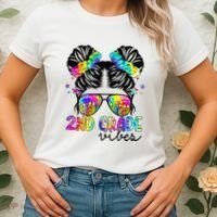 2nd Grade Vibes Messy Bun Team Second Grade Back To School Women's T-Shirt thumb 2